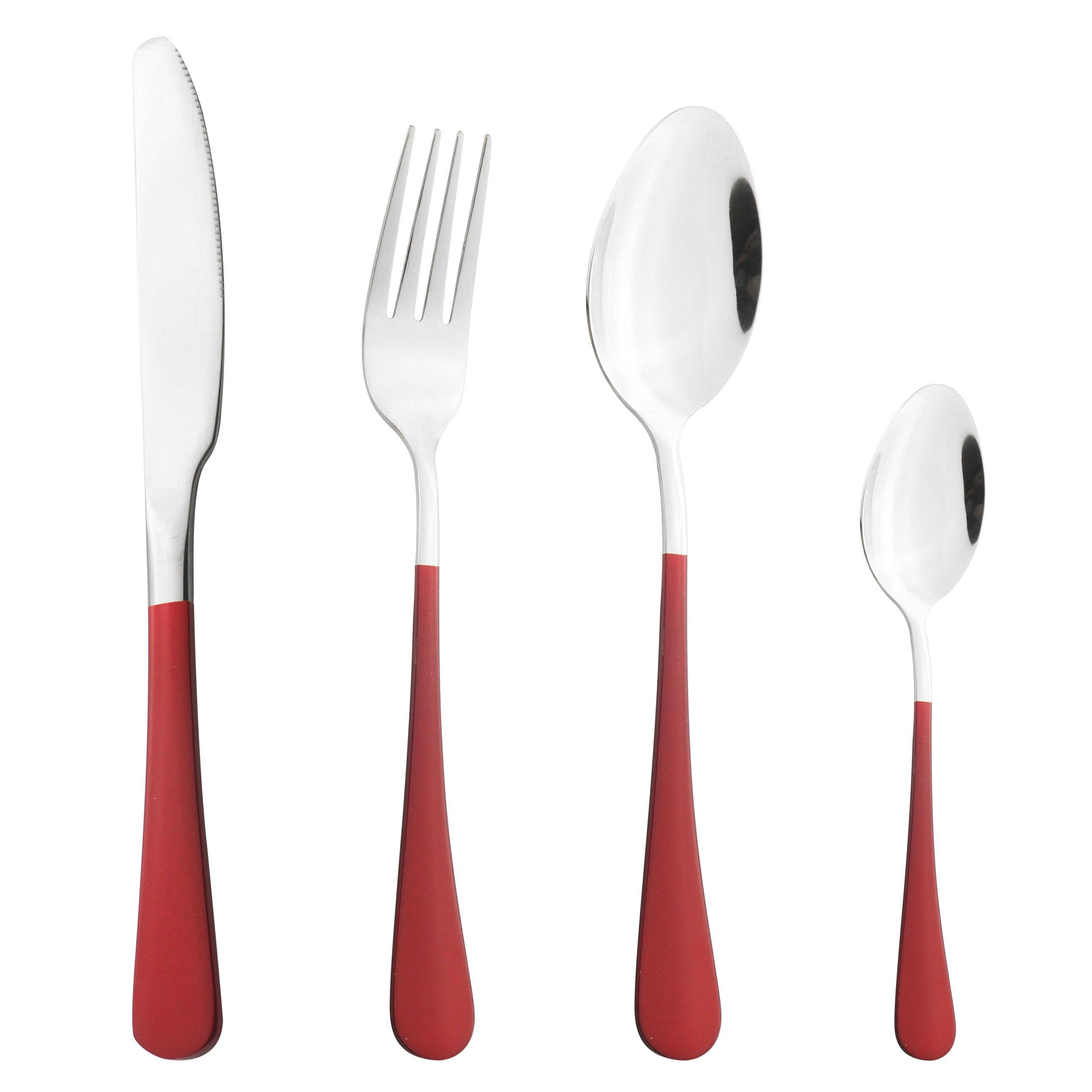 

Нож, вилка, ложка, набор из нержавеющей стали, синее золото, столовая посуда, набор столовых приборов, столовые приборы, уличная офисная кухонная посуда красный/серебряный