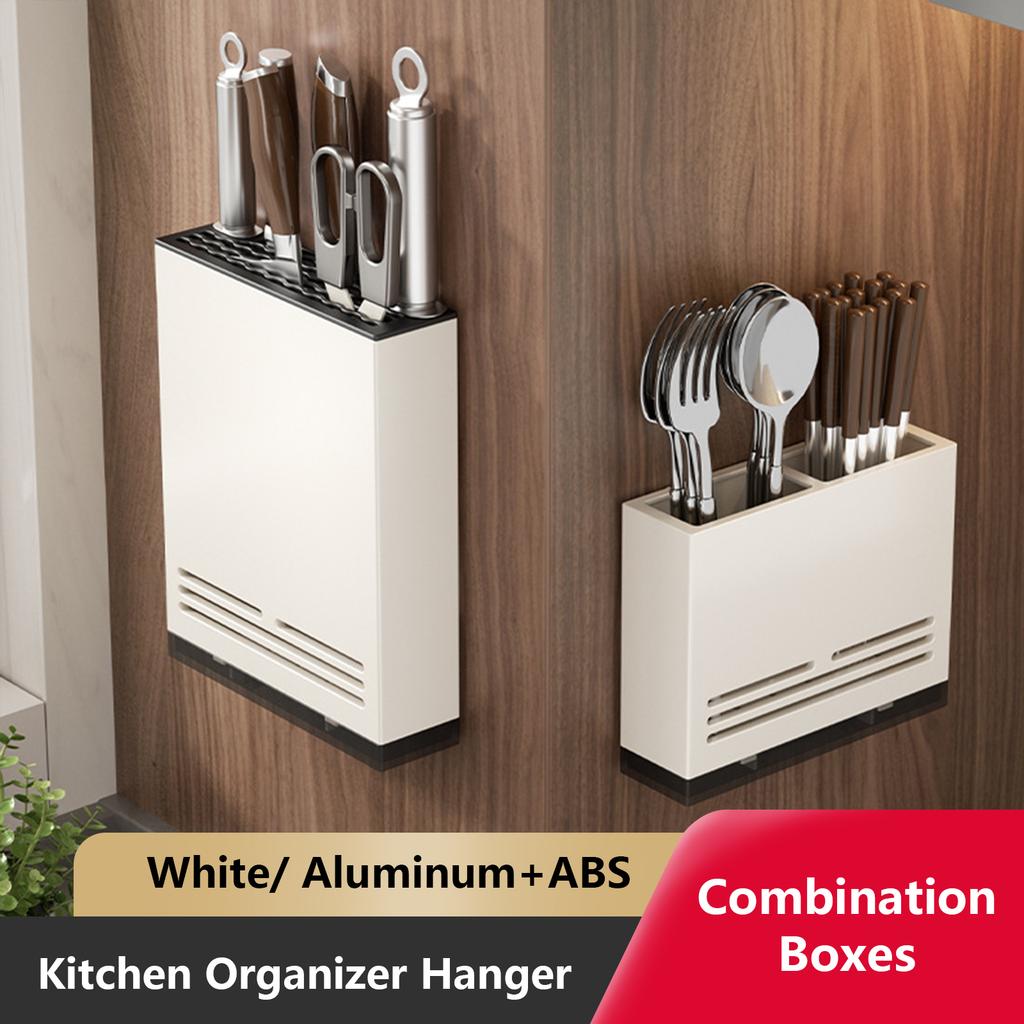 Kitchen Storage Knives Holder Wall Mounted Organizer Spoon and Chopsticks Rest Hanging Organizers Aluminium