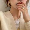 High Luxury Hepburn Style Retro Minimalist Design Fashionable Gold Twist Woven Thick Ring Ring Earrings