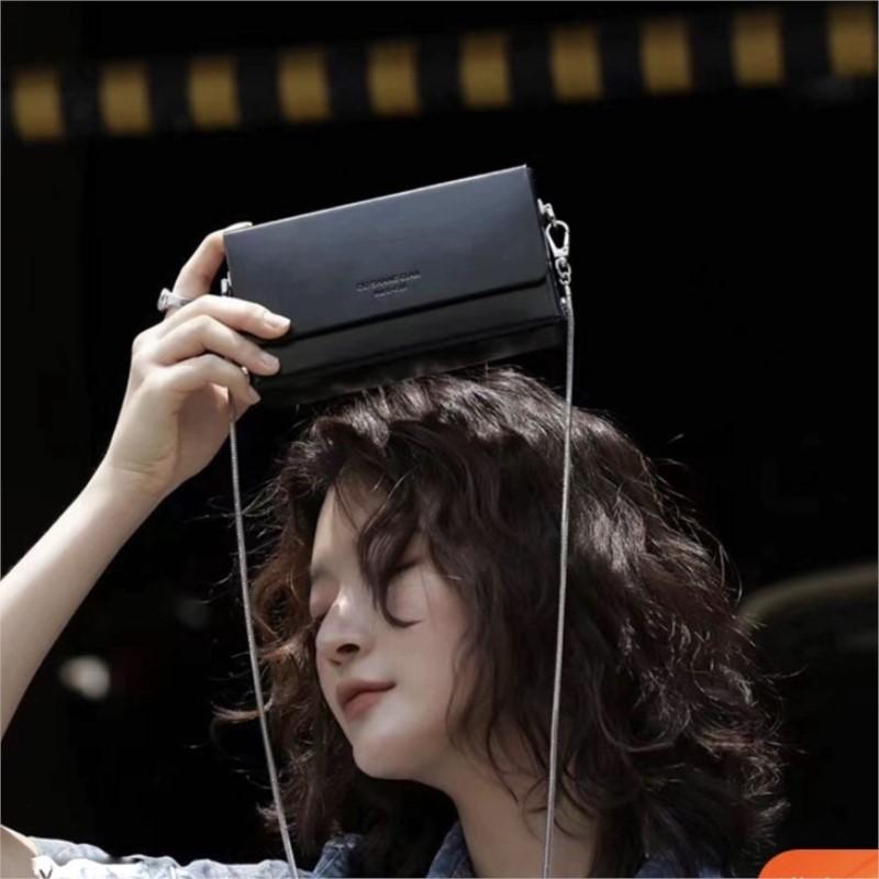 Black Minimalist Design Small Square Bag Women Chain Box Leather Shoulder Bags Ladies Fashion Letter Print Luxury Crossbody Bag