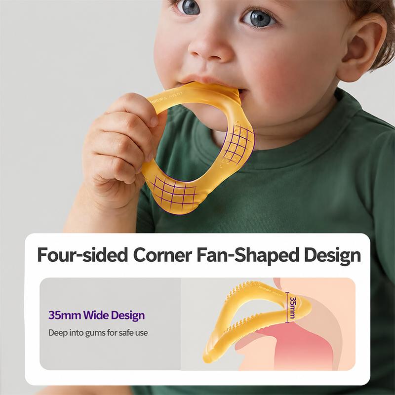 Philips Avent Babyring Silikon-Beißring (Zwei Farben: Bernsteigelb / Hellblau)
