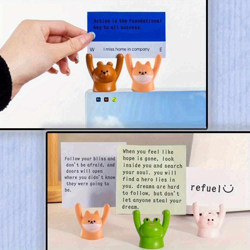Animal Note Holders - Panda, Pig, Dog, Cat, Frog, Bear Designs with Raised Hands, for Desk & Car Decor - Ideal Thanksgiving Gift