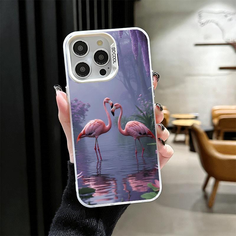 Pink Red Dreamy Flamingo Shockproof Phone Case for iPhone 17 Air 16 16E 15 Pro Max 14 Plus 13 Mini 12 Back Cover Anti Fall Funda