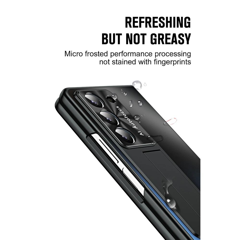 Electroplating Hard PC Shockproof Phone Cover for Samsung Galaxy Z Fold 6 5 4 3 Case with Tempered Glass Screen Protector Stand Holder