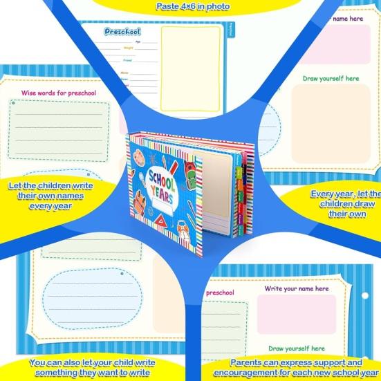 School Memory Book Scrapbook for Kids Photo And Artwork Organizer Preschool To High School Keepsake Album