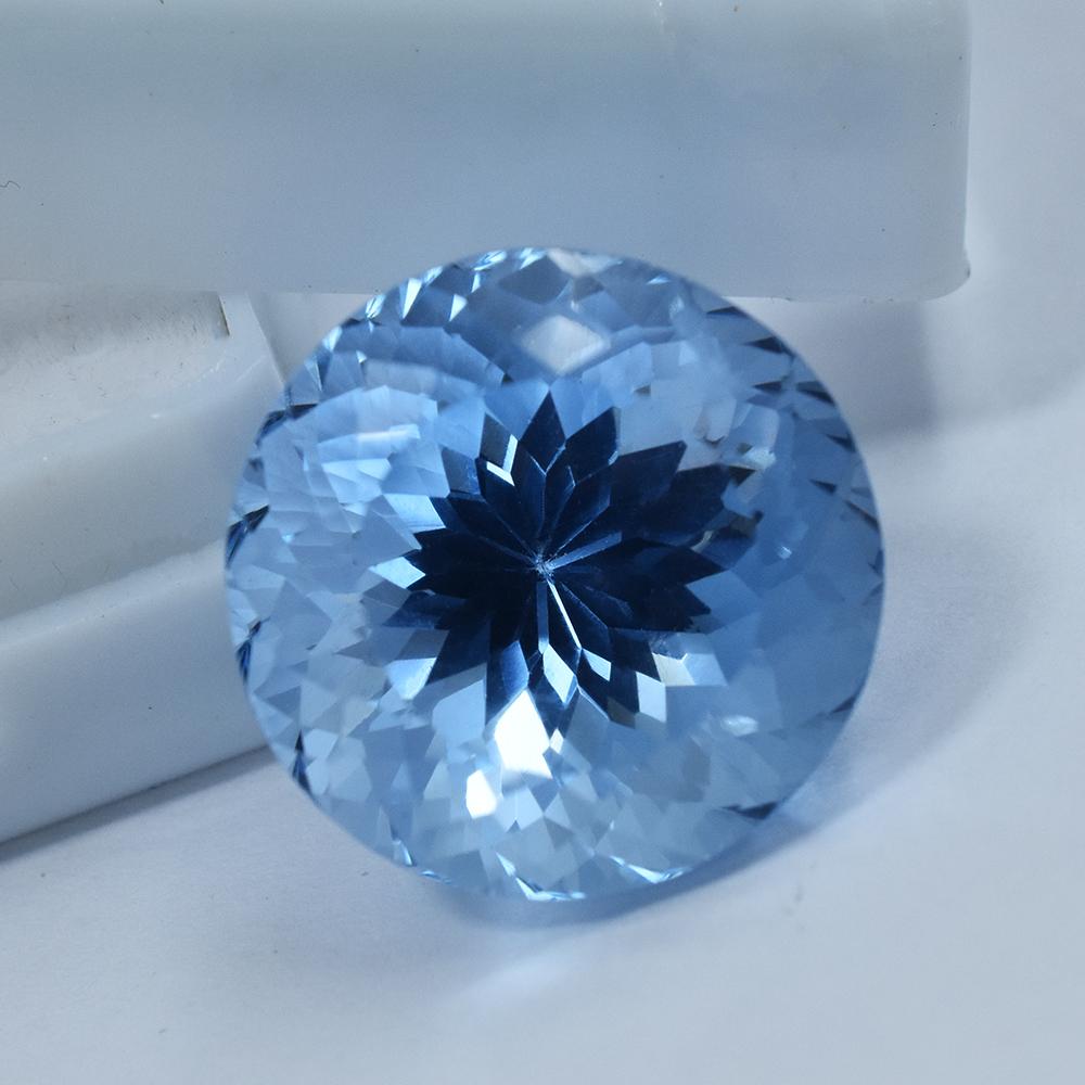 Natural Blue Aquamarine Loose Gemstone 20 Ct Round Cut for Collectors for Jewelry Making and Crafts