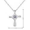 Geometric Silver Cross Pendant Necklace With Zirconia For Romantic Couples