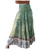 Women Fashion Casual Flower Printing High Waist Pleated Long Skirt