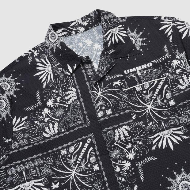 UMBRO Seersucker Paisley Short Sleeve Shirt Navy Ur221Cjk62