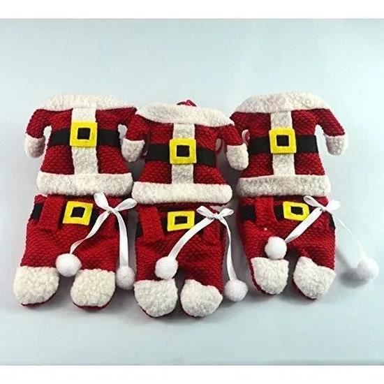 Cutlery Holder - Set of 6 - Red - Polyester - Christmas Decoration