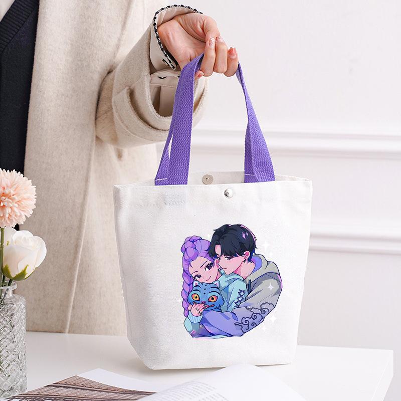 Canvas Bag Kpop Peripheral Cute Portable Cartoon Canvas Bag Student Leisure Shoulder Bag Shopping Bag