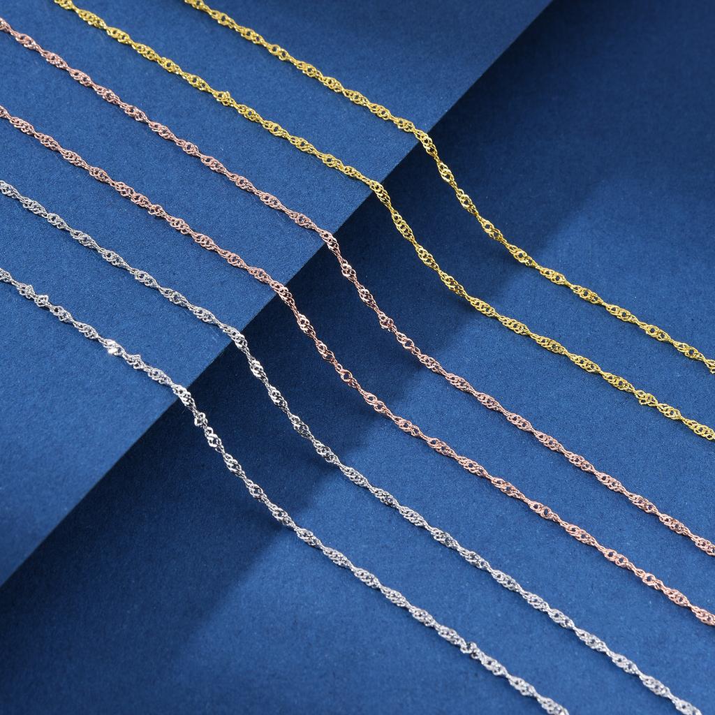 925 Sterling Silver Thin Chain , 1.5mm Singapore Necklace, Twist Chain, Gold-plated,Pendant Assembly Chain