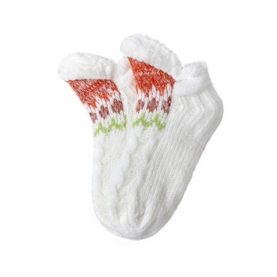 Knitted Slipper Socks Fluffy Winter Ankle Socks with Grips Non Indoor Warm Socks Slip Low Cut