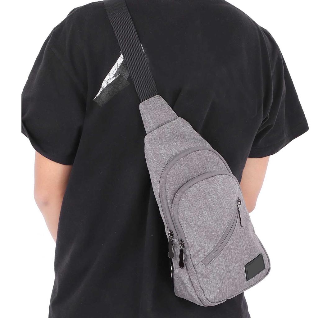 OX PLOUGH Men s Chest Bags Waterproof Casual Chest Sling Bag Polyester Shoulder MessengerLight Grey