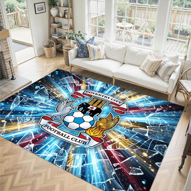 Coventry City Football Design Crystal Velvet Carpet Cozy Non?Slip Printed Rug For Bedroom Living Room Entrance