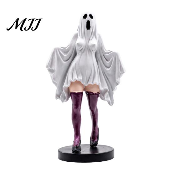 Artistic Ghost Ornament for Bar Decor Gothic Lady Sculpture, Halloween Resin Shrouded Woman Figurine, Mythical Desk Accessories Home Desktop Computer