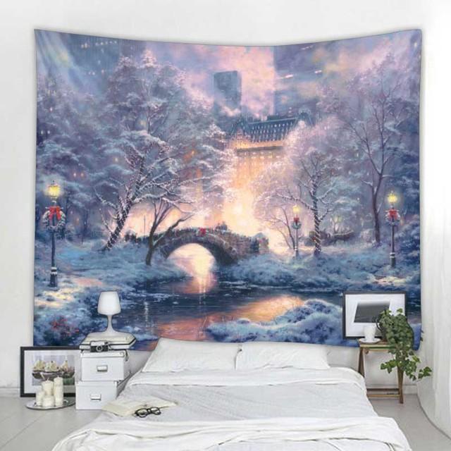 Christmas Tapestry Wall Hanging Christmas Tree Fireplace Decoration Environmentally Friendly Printing Soft Hanging Cloth