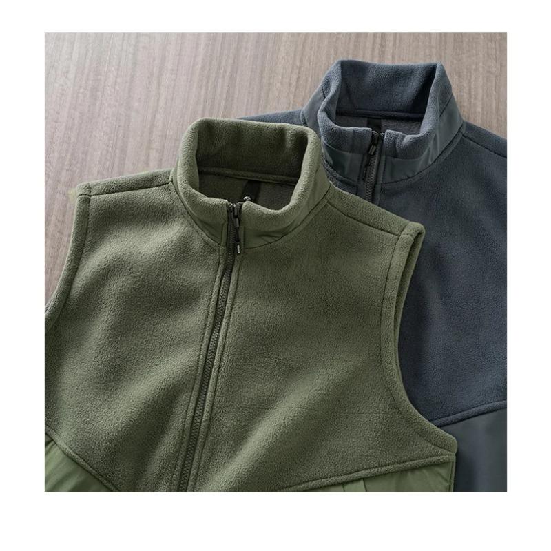 Men's Fleece Vest Winter Sleeveless Warm Stand Collar Jackets Basic Men's Chlothing