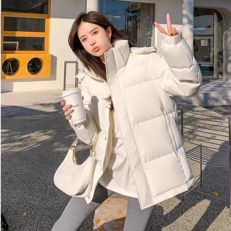 Daunenjacke mit Kapuze, Bonbonfarben, für den Winter, kurz, neue Mode, weiße Entendaunen, Übergröße