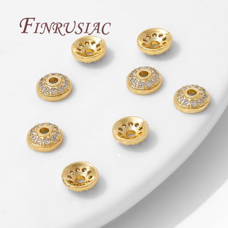 6.5mm 18K Gold Plated Brass Round Bead Caps Spacer Beads For Jewelry Making DIY Bracelets Necklaces Making Accessories