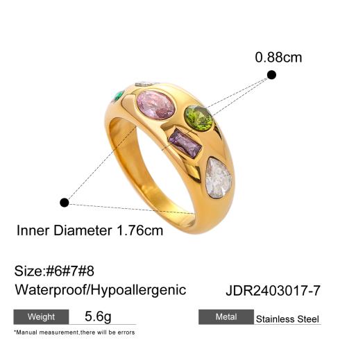 Youthway Wasserdicht 18K Goldfarbe Geometrischer Edelstahl Glatter Dicker Sternring Bijoux Femme Neuer Zirkon