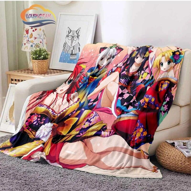3D tištěná střední škola DxD plyšová deka Módní Flanel Fleece Sexy animace Dárek pro holčičku Sofa Nap Travel