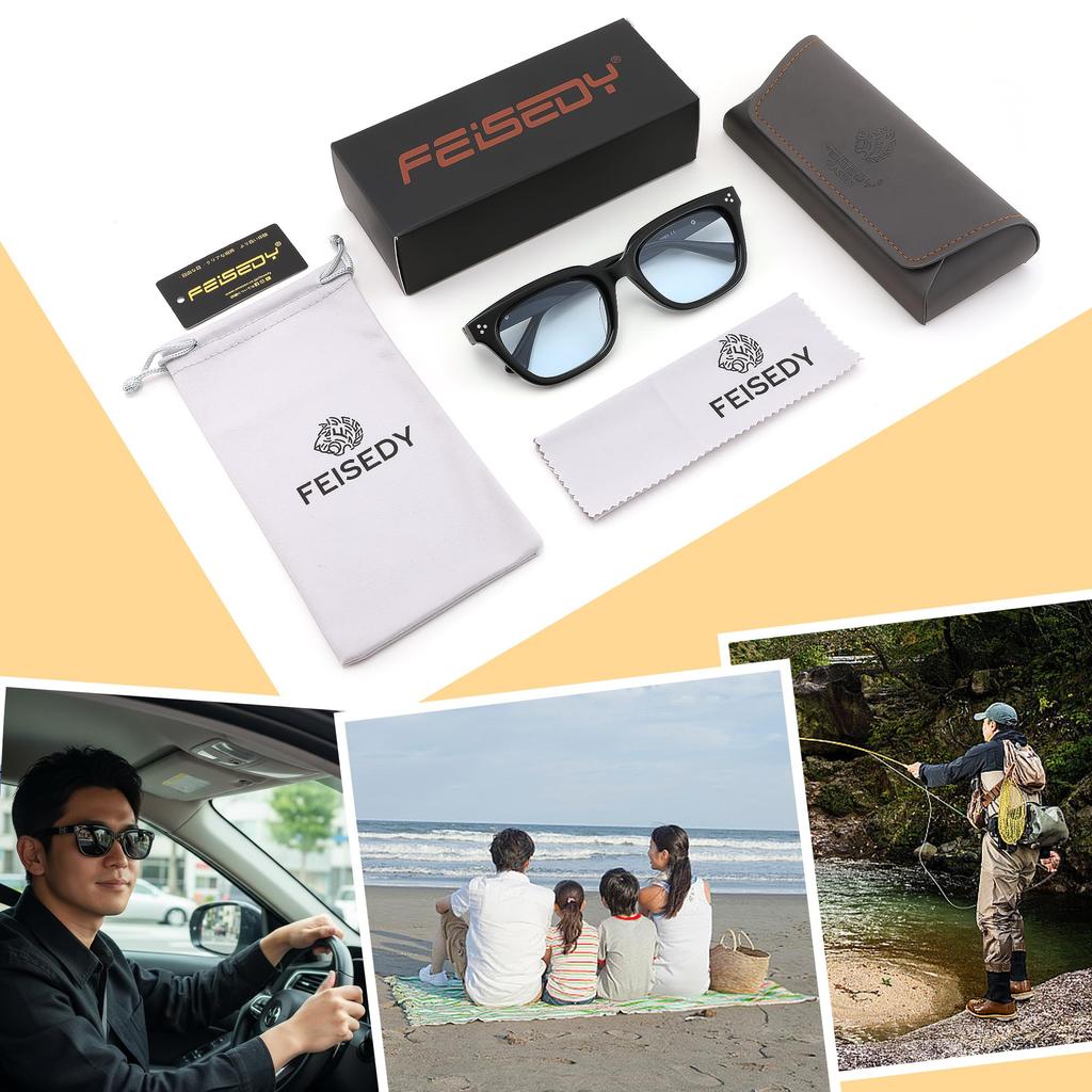 Polarized Sunglasses for Men and Classic Vintage UV Ideal for and Outdoor B1431 [FEISEDY] Women, UV400, Stylish, Fashion, Protection, Hiking, Driving,