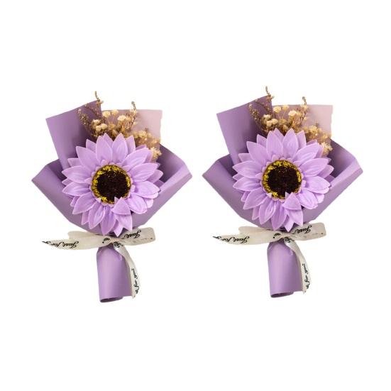 2 Pcs Mini Sunflower Bouquet Scented Artificial Soap Flower Birthday Valentine's Day Gifts