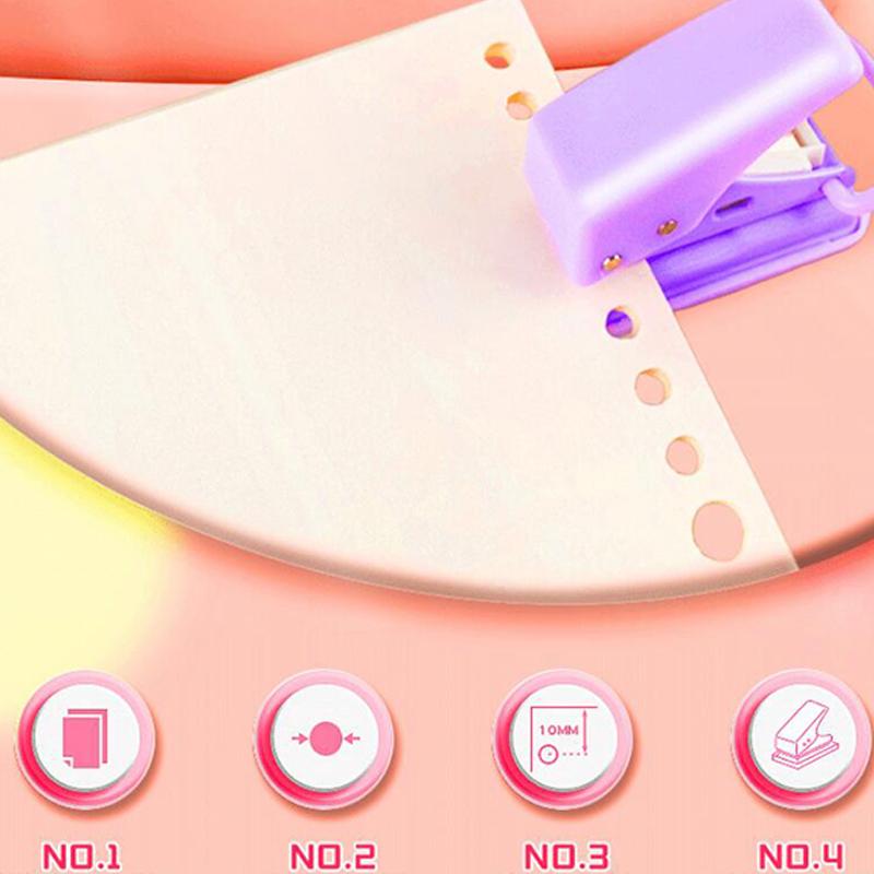 Kawaii Cute Office School Binding Supplies Stationery Single Ring Mini Hole Punch 1 Hole Portable Round Hole Puncher