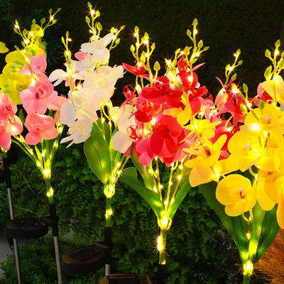 Lanterna borboleta orquídea simulação solar à prova d'água para exterior, pátio, parque, atmosfera, luz decorativa para relvado