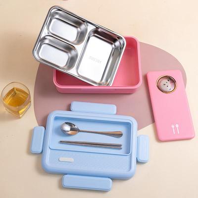 Stainless Steel Lunch Box For Kids Food Containers Metal Portable Lunchbox With Airtight Lid And Compartments For Salad Sandwich