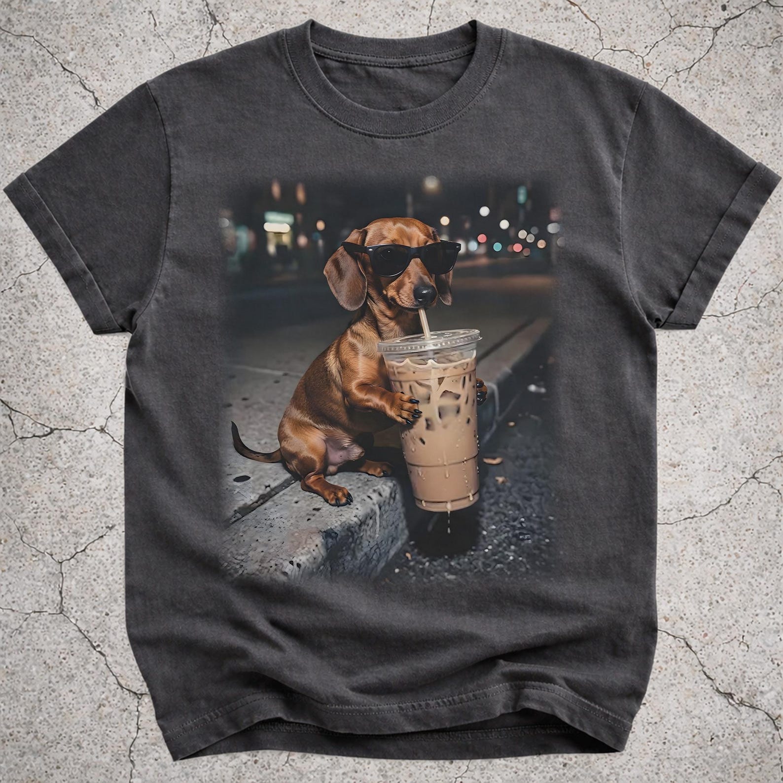 Funny Dachshund Iced Coffee Shirt, Wiener Dog Lover Gift, Sausage Dog Tee S