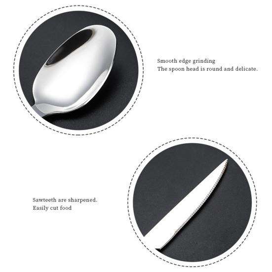 Geschirrset Klassisches Französisches Design 5-teiliges Edelstahl-Besteck mit Imitation-Holzgriff Spülmaschinenfest Besteckset Rostbeständig Steakmesser