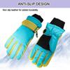 Winter Fashion Print Non-slip Thick Warm Windproof Long-sleeved Mittens Children Ski Gloves