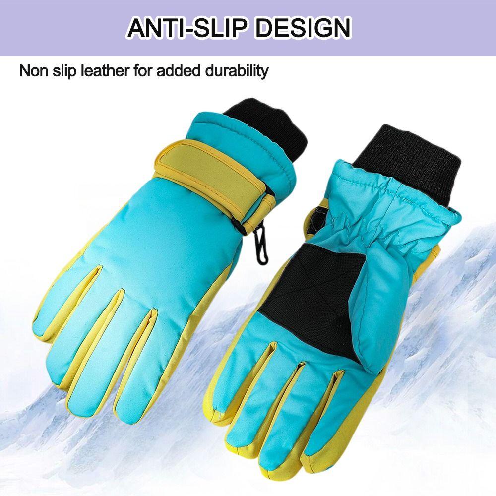 Winter Fashion Print Non-slip Thick Warm Windproof Long-sleeved Mittens Children Ski Gloves