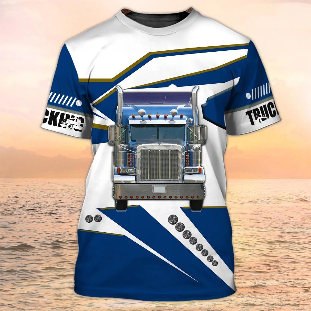 Trucker T-Shirts Trucking 3D Print Men's O-Neck Short Sleeve Street Truck Harajuku Clothing