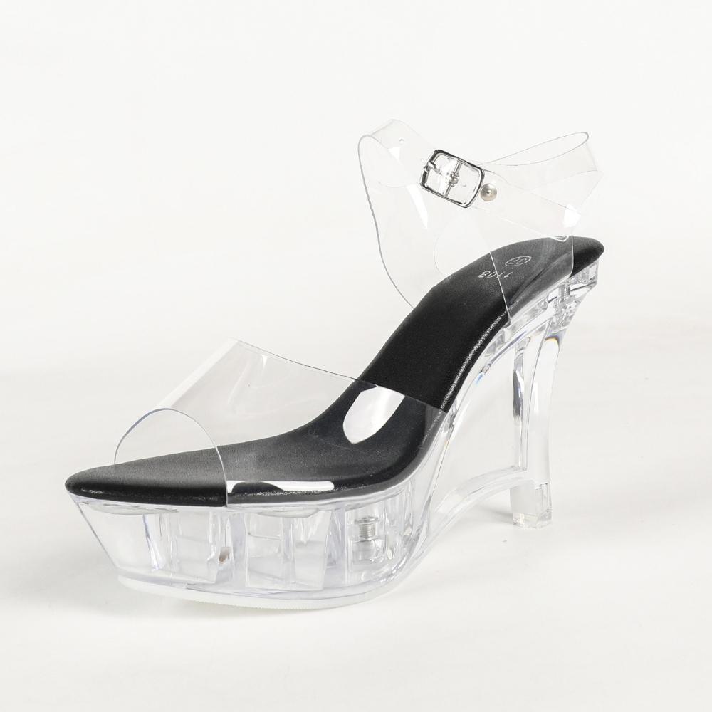 2026 European Peep Toe Platform Sandals, Transparent Single Strap Crystal Stiletto Heels For Party Dress LFD1109-2