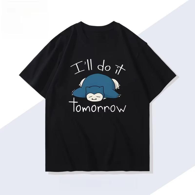 

Футболка с портативной игрой Pokémon Snorlax, летняя, мужская и женская, в японском стиле Харадзюку, свободный повседневный топ с короткими рукавами XS