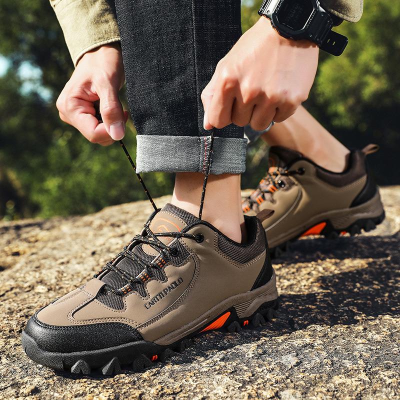 Fashion Gray Hiking Shoes For Men Outdoor Non-slip Trekking Climbing Shoes Man Comfortable Low Lace-up Casual Men's Travel Shoes