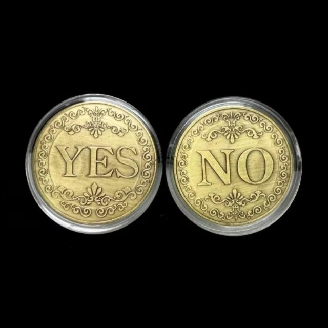 

Yes No Decision Coin - 1PC Bronze Vintage Good Luck Commemorative Coin Game Prop Collection Decoration Crafts