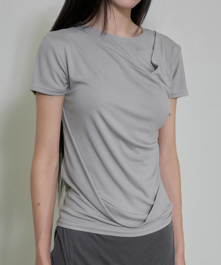Peulleeoeob Asymmetrical Draped T-Shirt (Fl-147_Gray)