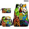 Popular Cool Geometry Dash 3D Printed 3pcs/Set Pupil School Bags Laptop Daypack Backpack Inclined Shoulder Bag Pencil Case