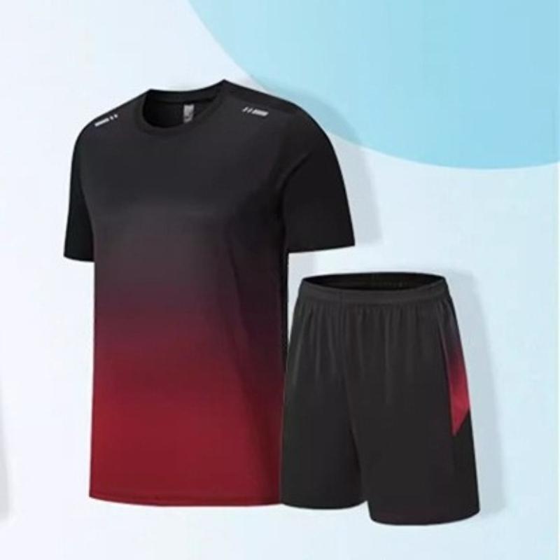 Quick Drying T-shirt Men's Sports Suit Loose Ice Silk Summer Thin Fitness Clothes Training Running Clothes Short Sleeved Top Shorts