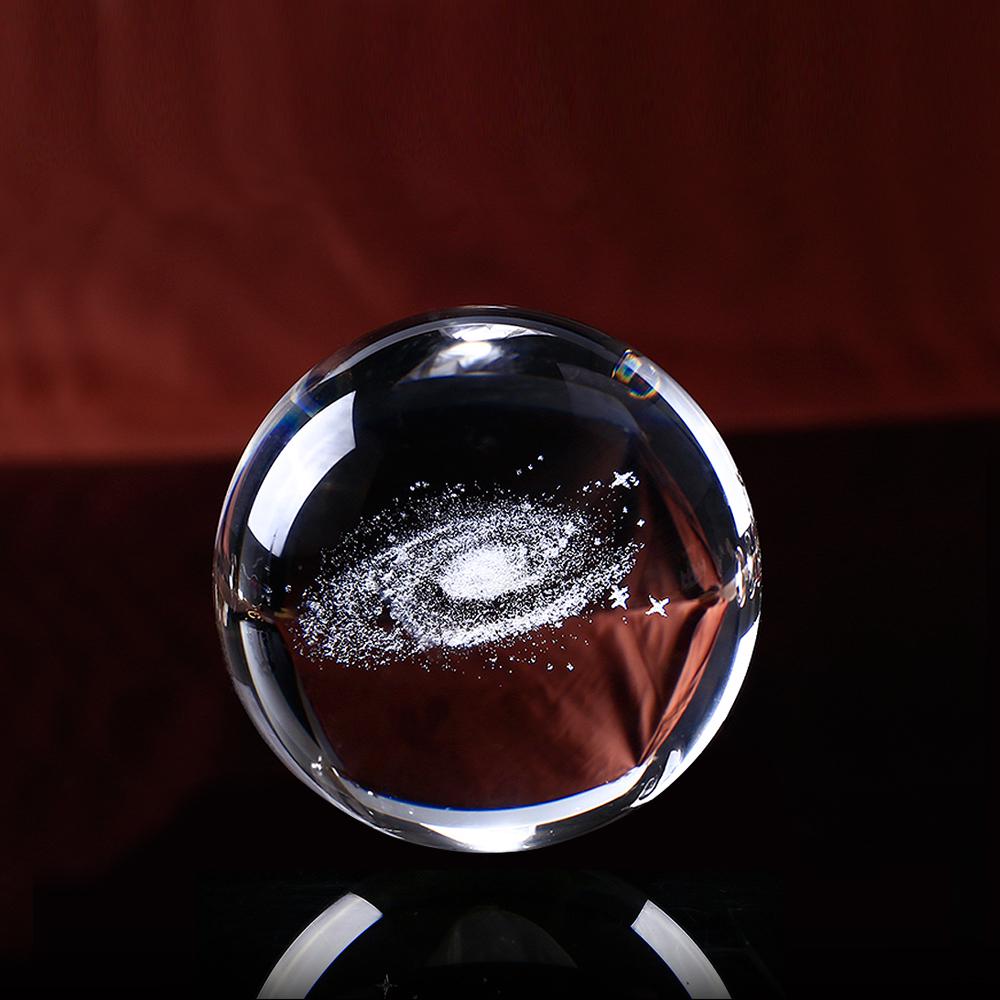 Crystal Ball with Stand Crystal Crystal Stand Galaxy 3D Crystal Ball Display Paperweight Fengshui Crystal Photography Glass Ball for Gift Prop Decoration Art Decor