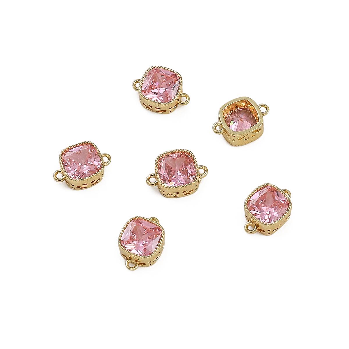 

1 шт./пакет, золотой медный циркон, инкрустированный квадратной формы, двойной подвесной кулон, подвески для DIY, аксессуары для изготовления ювелирных изделий розовый