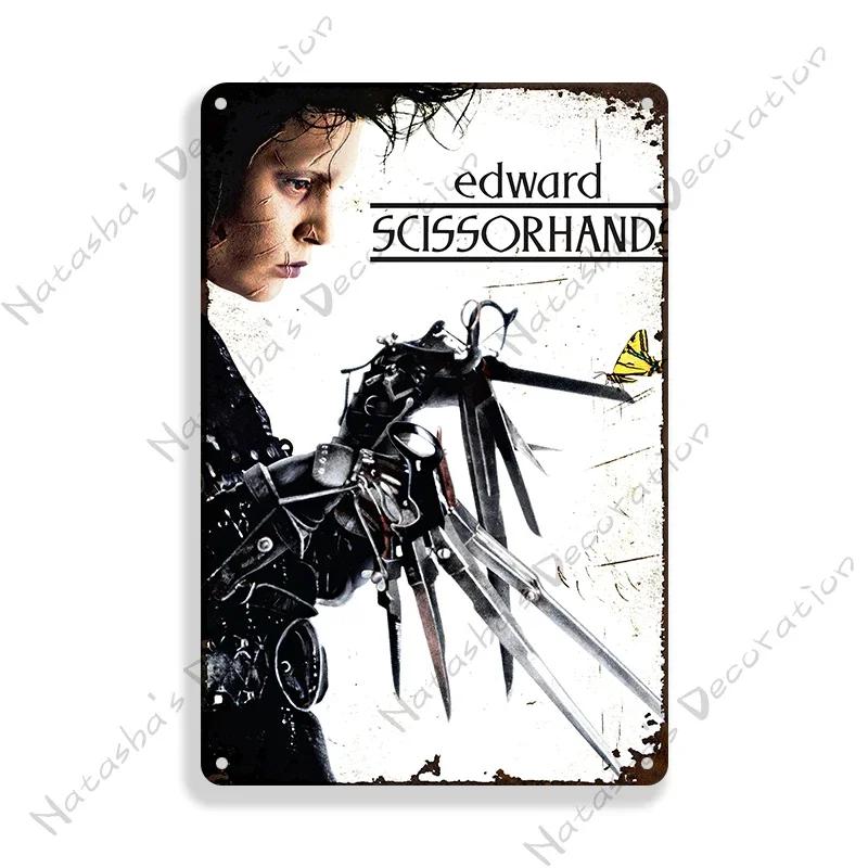 Edward Scissorhands Old Movie Metal Poster Decorative Plate Bar Wall Metal Tin Sign Metal Signs Home Wall PlatePlaque