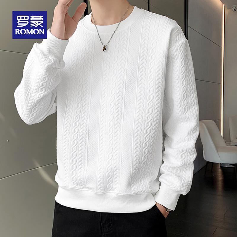 ROMON Men's Premium Minimalist Jacquard Long-Sleeve Sweatshirt
