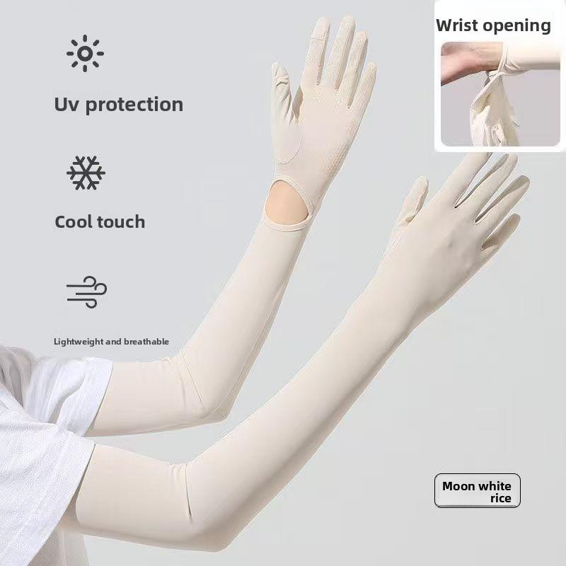 Women Summer Ice Silk Thin Gloves Anti UV Sun Shield Elastic Arm Cover For Driving Cycling Sports Outdoor Wear Gloves