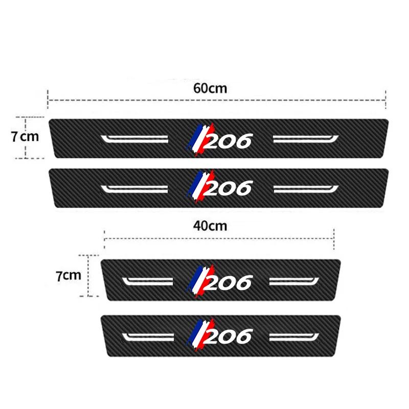 Car Door Sill Trunk Stickers For Peugeot 206  Anti Scratch Guard Film Rear Trunk Bumper Decor Styling Strip Auto Accessory
