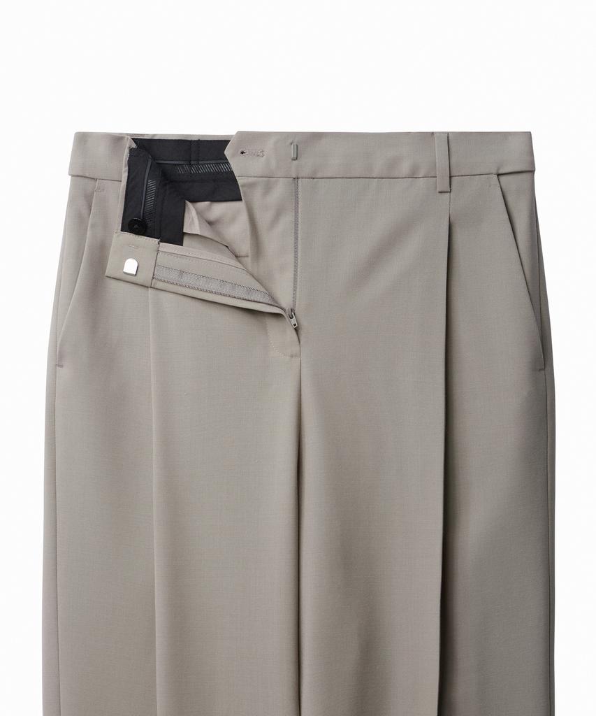 MUSINSA STANDARD WOMAN Women'S Summer Wool One-Pleat Wide Hidden Elastic Waist Slacks [Light Beige]